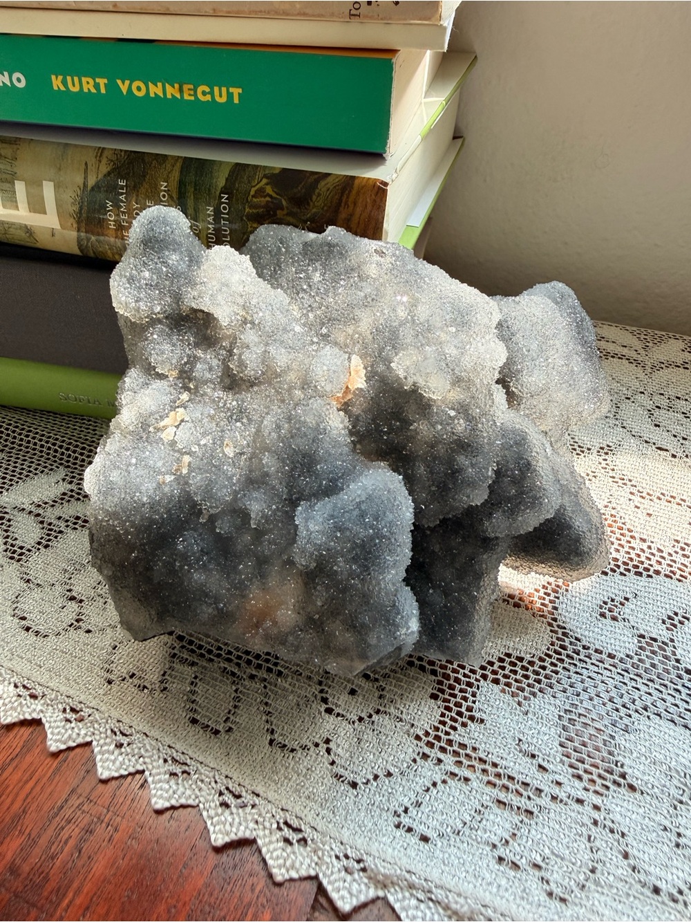 Natural Gray Botryoidal Chalcedony with Druzy Quartz • Large Cabinet Specimen